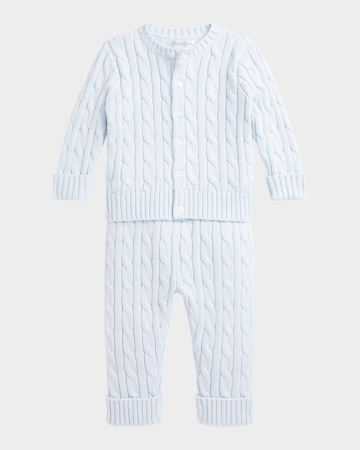 Polo Ralph Lauren Kid 's Cotton Cable Knit Sweater & Pants Set, Size Newborn-24M