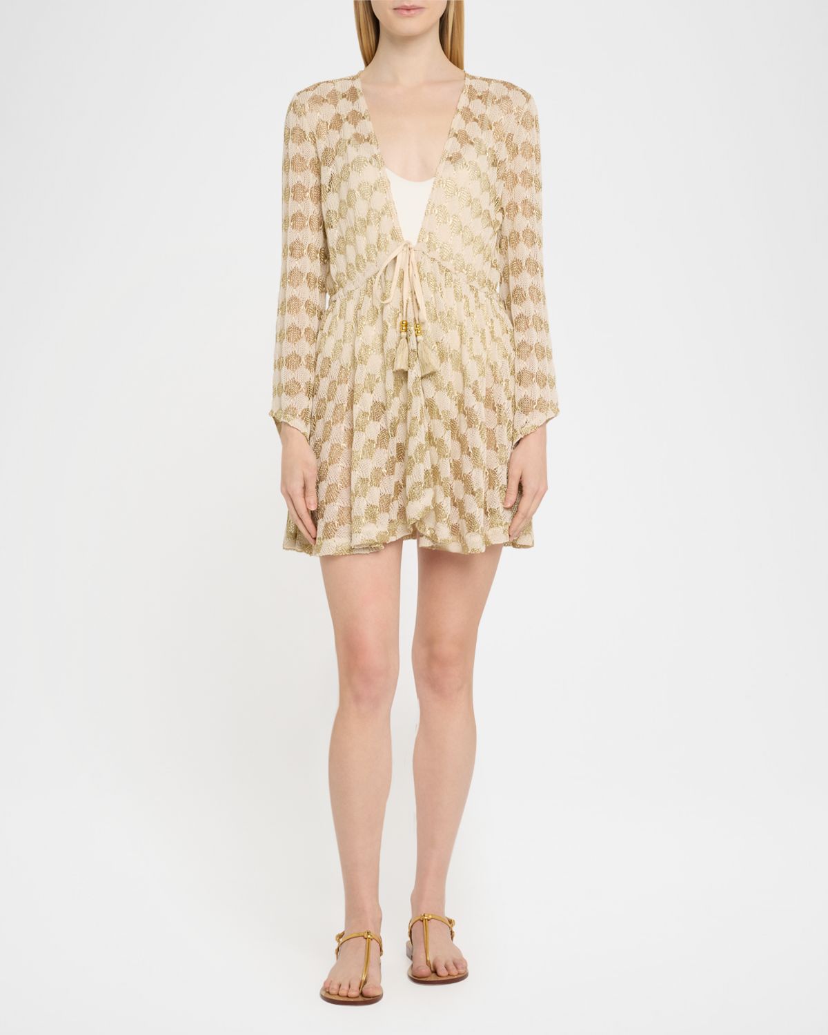 Ramy Brook Arrika Metallic Crochet Sun Dress Coverup