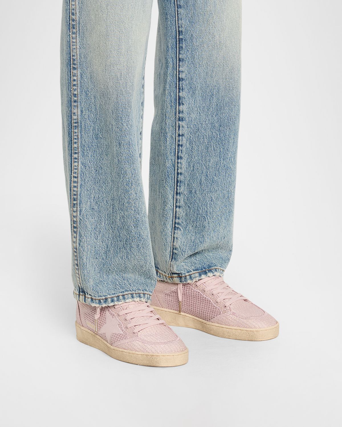 Golden Goose Ball Star Embroidered Cotton Low-Top Sneakers