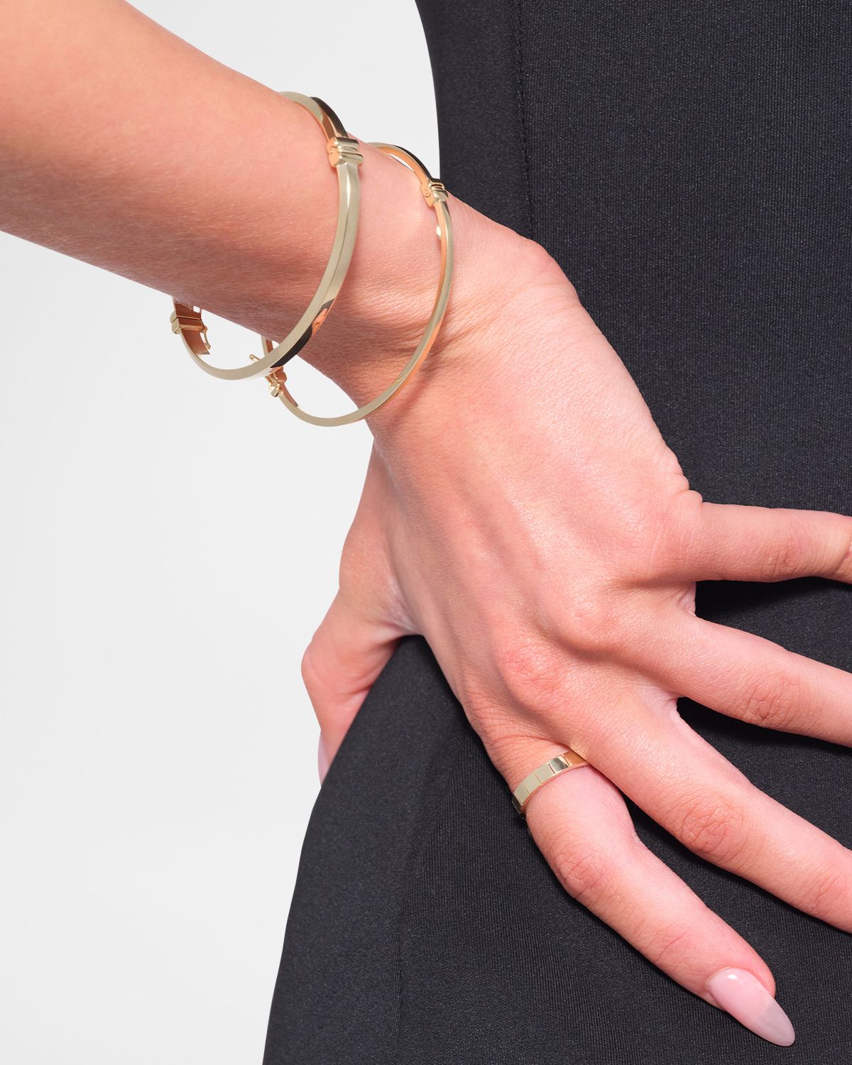 LANA Thin Hollow Hinge Bangle in 14K Yellow Gold