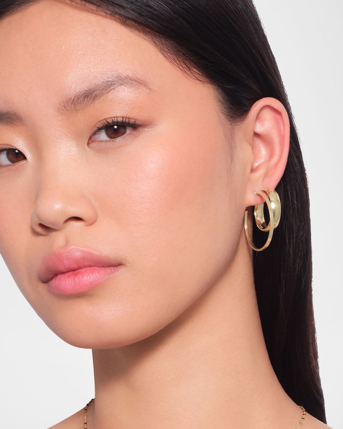 LANA 33mm Hollow Flash Textured Hoop Earrings in 14K Yellow Gold