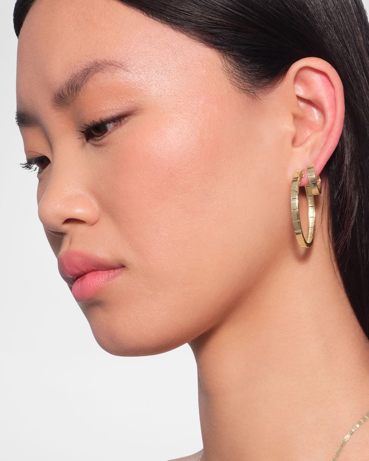 LANA 40mm Thin Flash Tile Hoop Earrings in 14K Yellow Gold