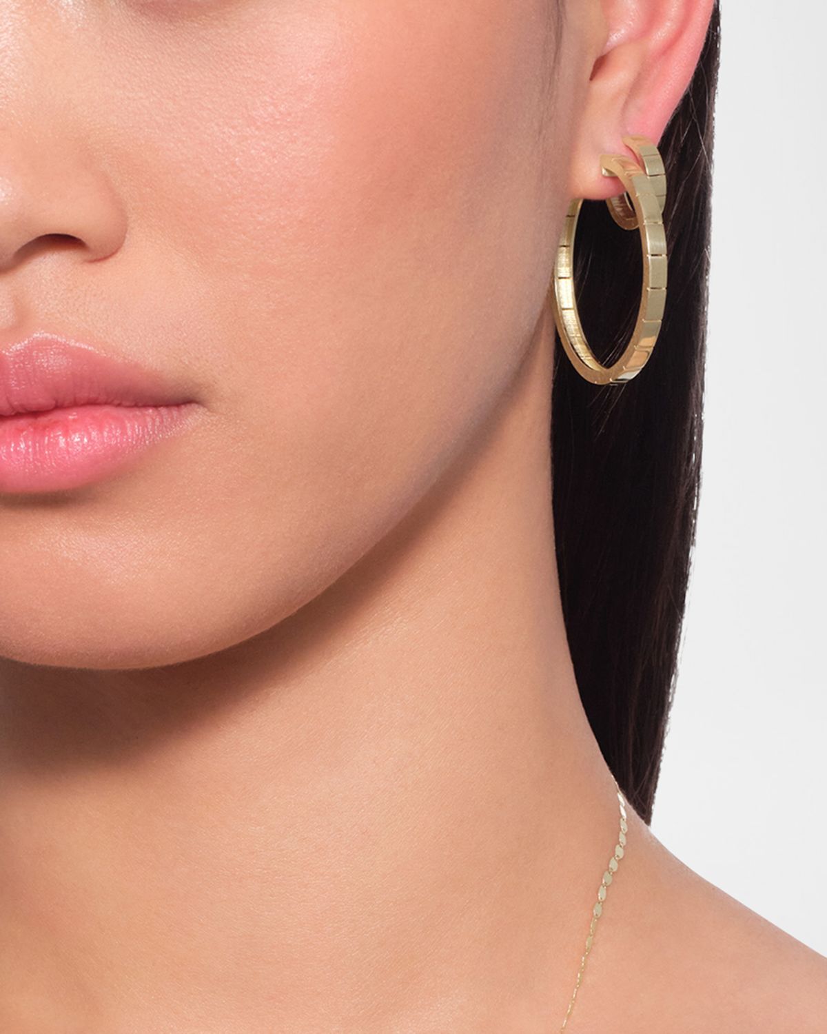LANA 16mm Thin Flash Tile Hoop Earrings in 14K Yellow Gold