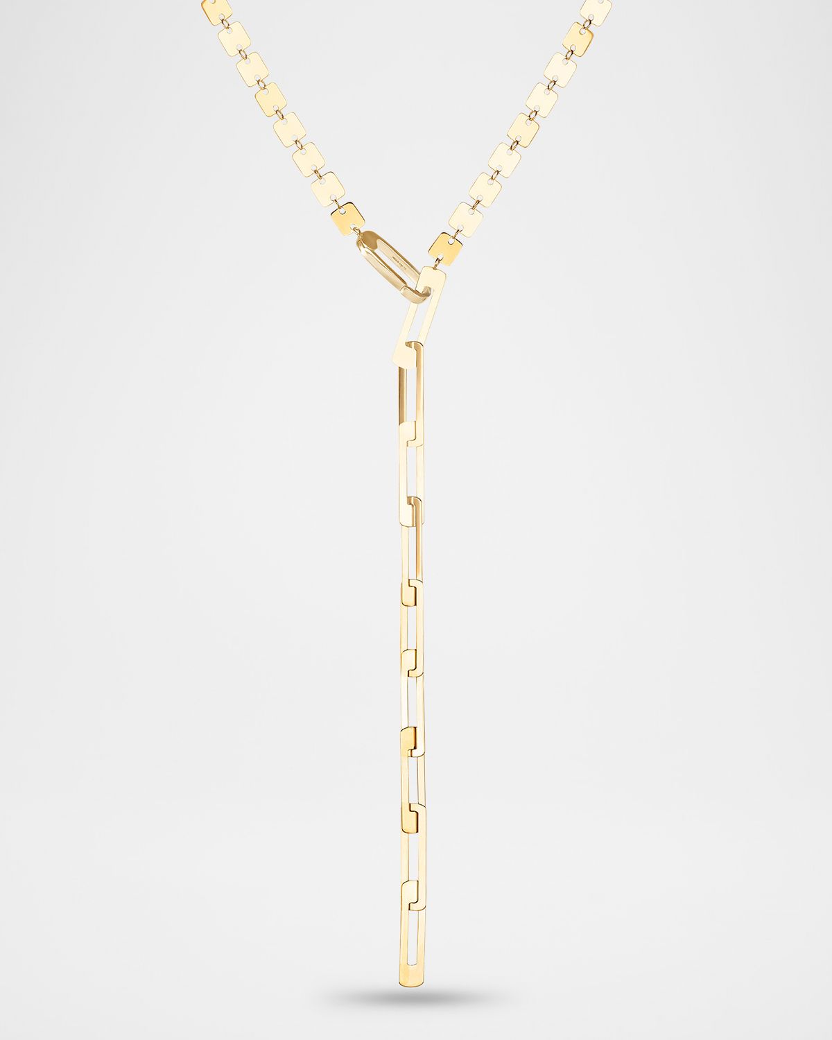 LANA 14K Yellow Gold Laser Square and Open Rectangle Lariat Necklace