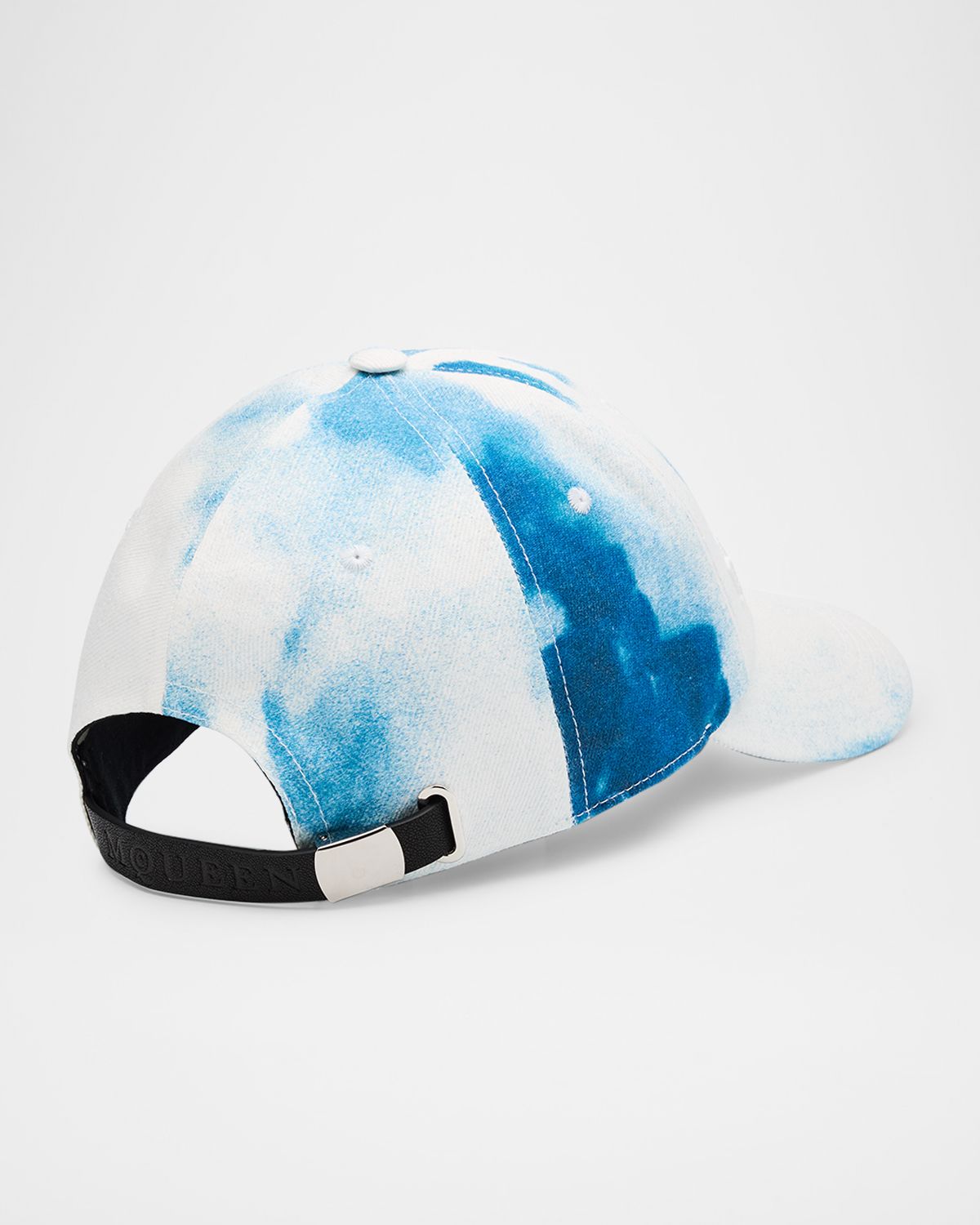 McQueen Men 's Marbled Denim Logo Baseball Cap