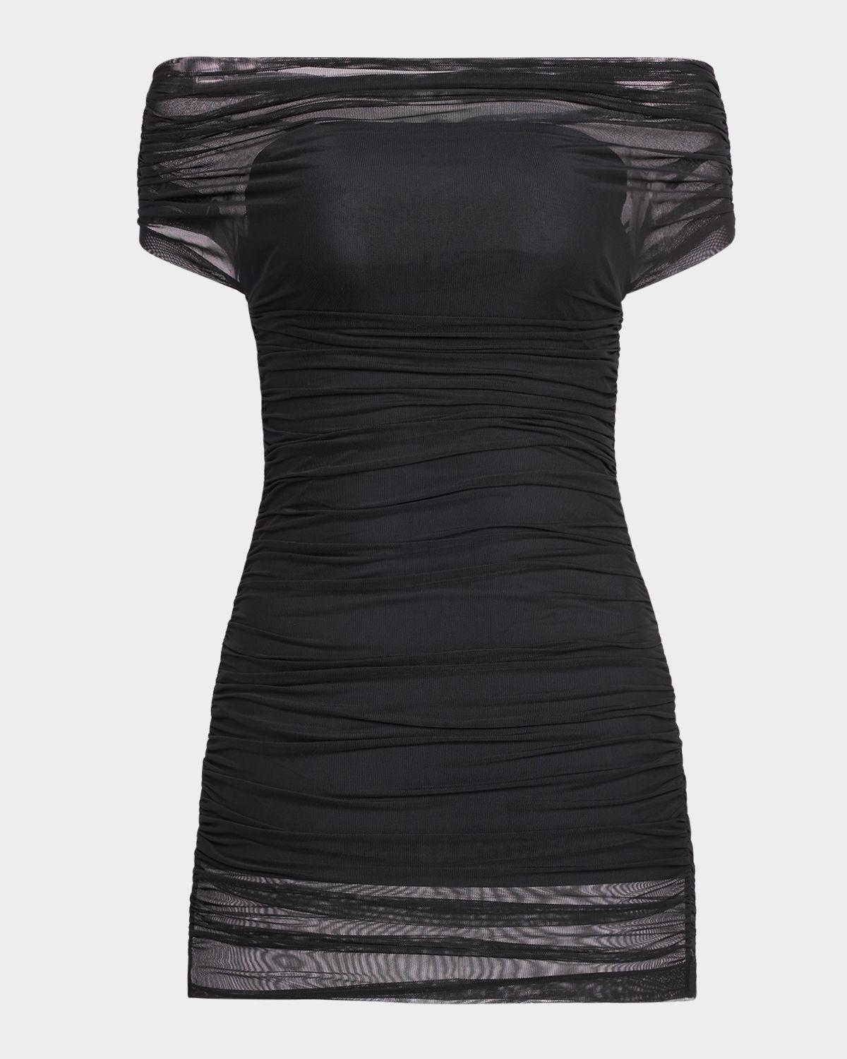 SEROYA Bella Ruched Mesh Mini Dress