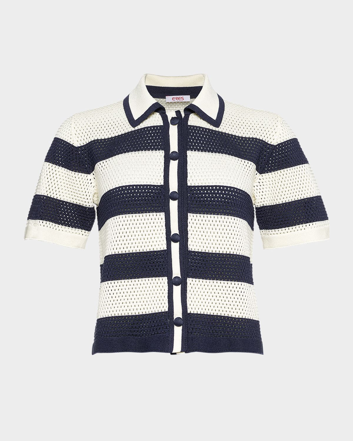 Eres Mouette Striped Openwork Knit Top