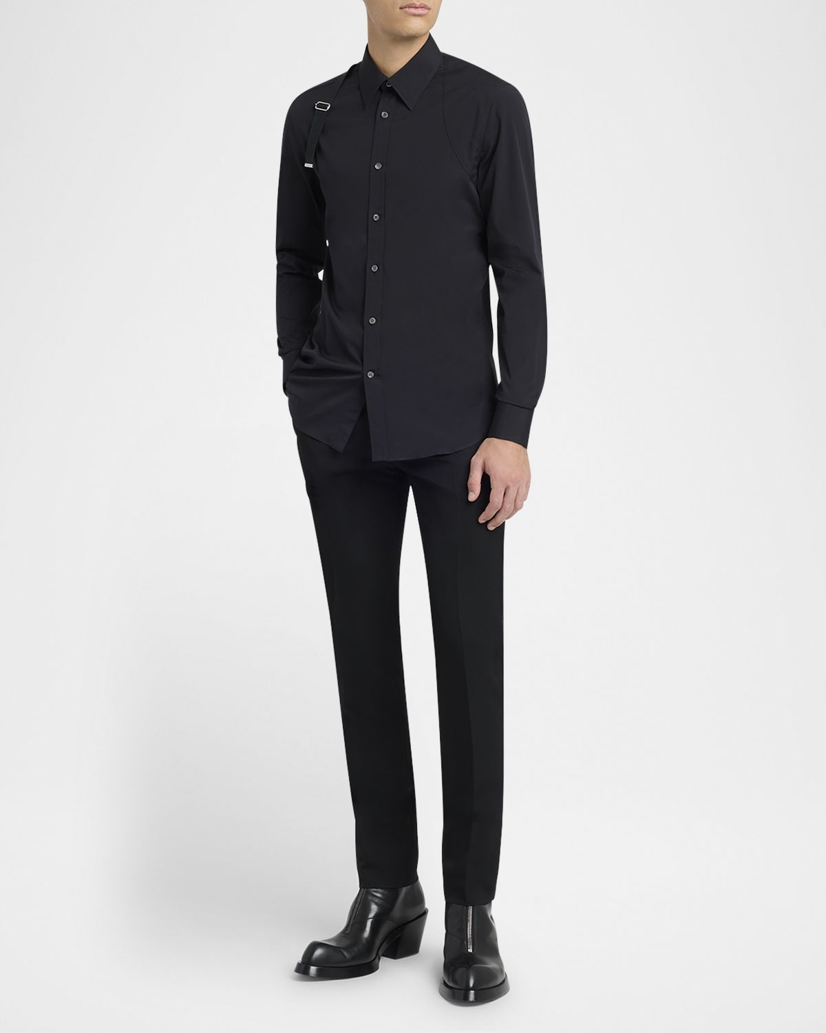 McQueen Men 's Logo-Tape Harness Dress Shirt | Thumbnail 7