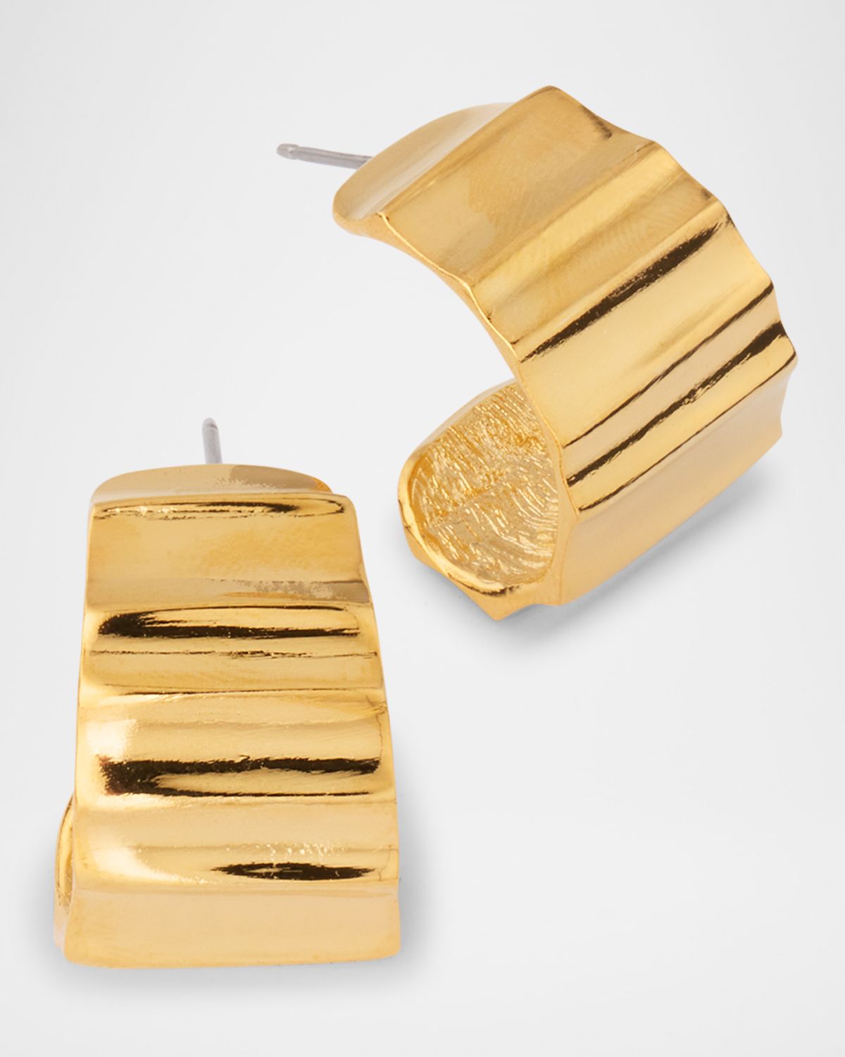 Kenneth Jay Lane Tapered Ribbed C-Shape Hoop Earrings