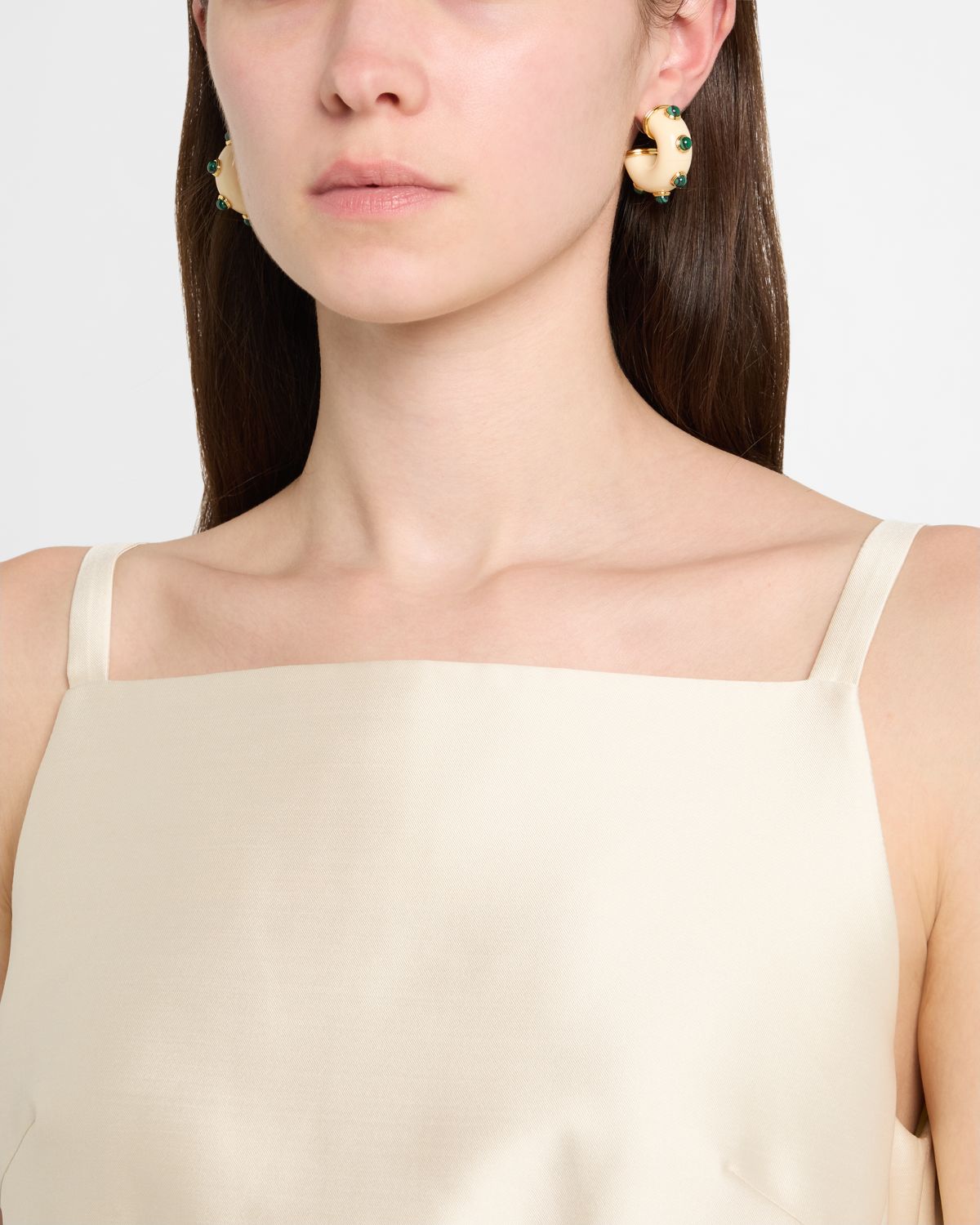 Kenneth Jay Lane Round Malachite Hoop Earrings