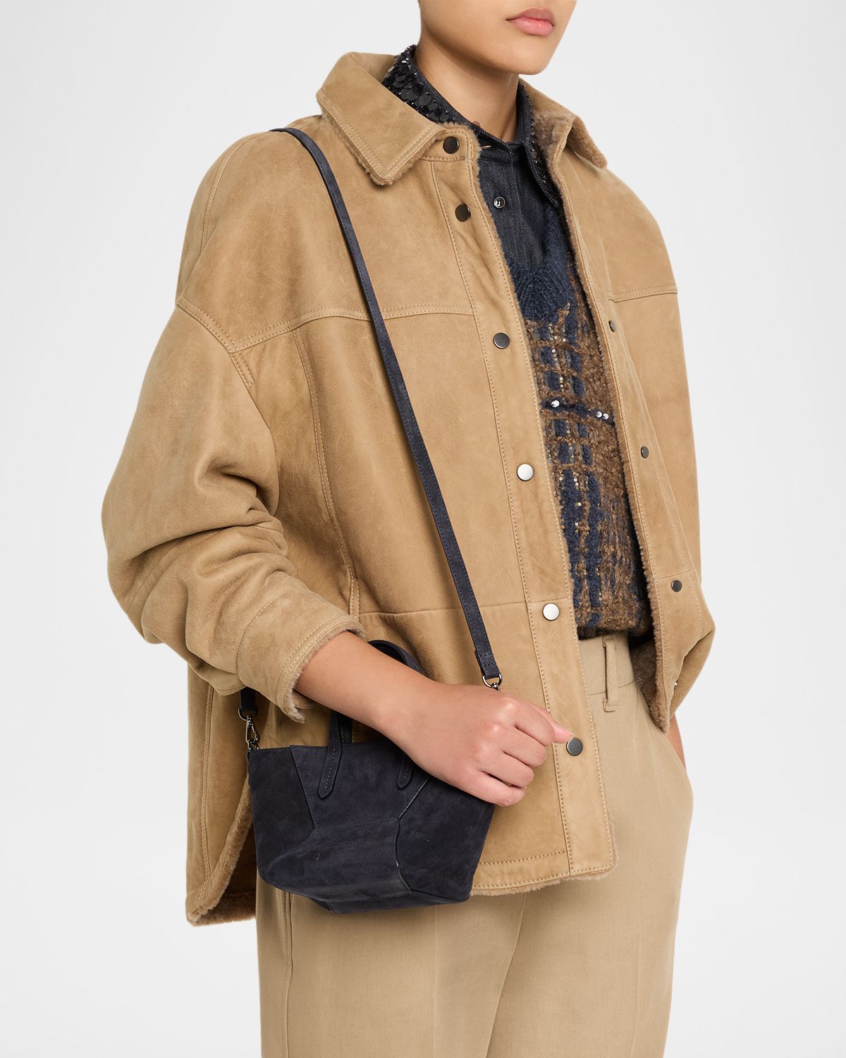 Brunello Cucinelli Duo Mini Suede Shopper Tote Bag