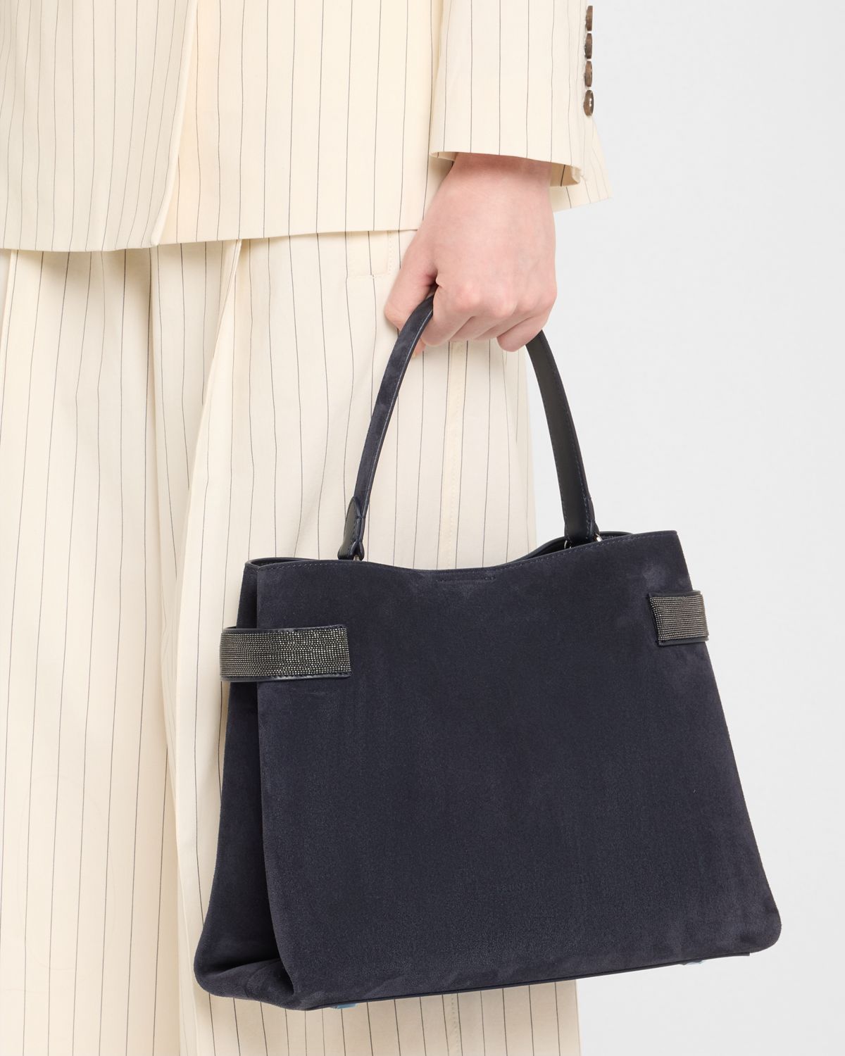 Brunello Cucinelli Essense Medium Monili Suede Top-Handle Bag