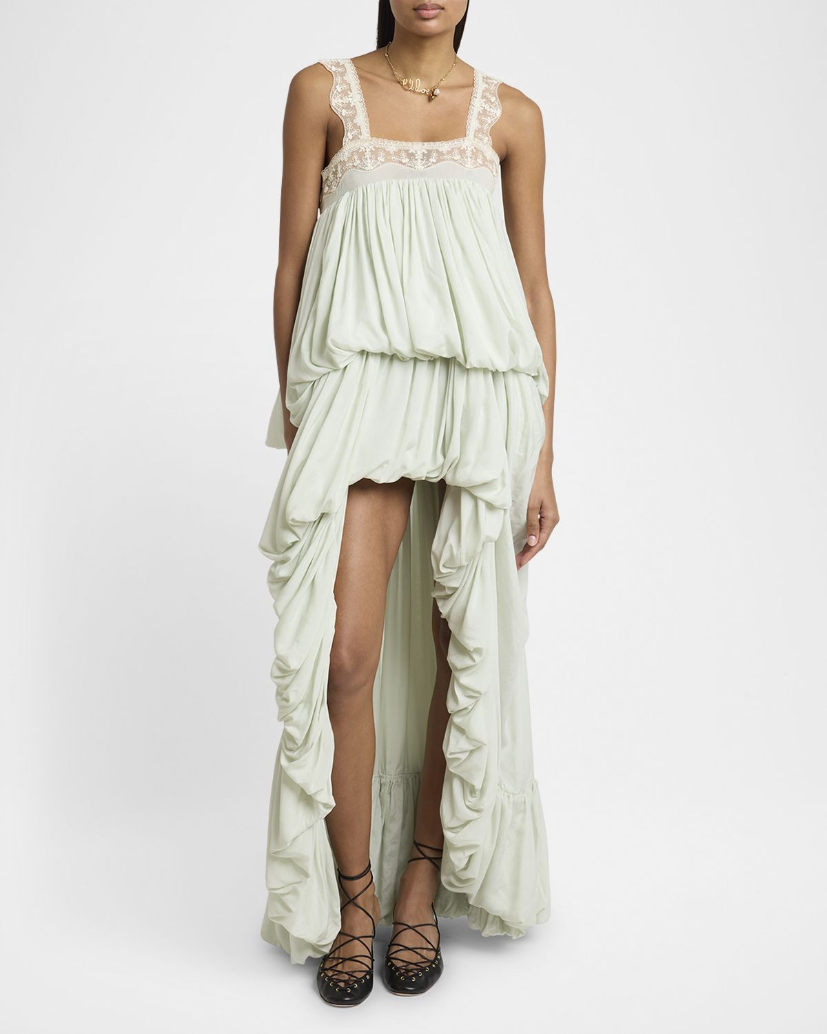 Chloe High-Low Ruffled Dress - Women's Clothing