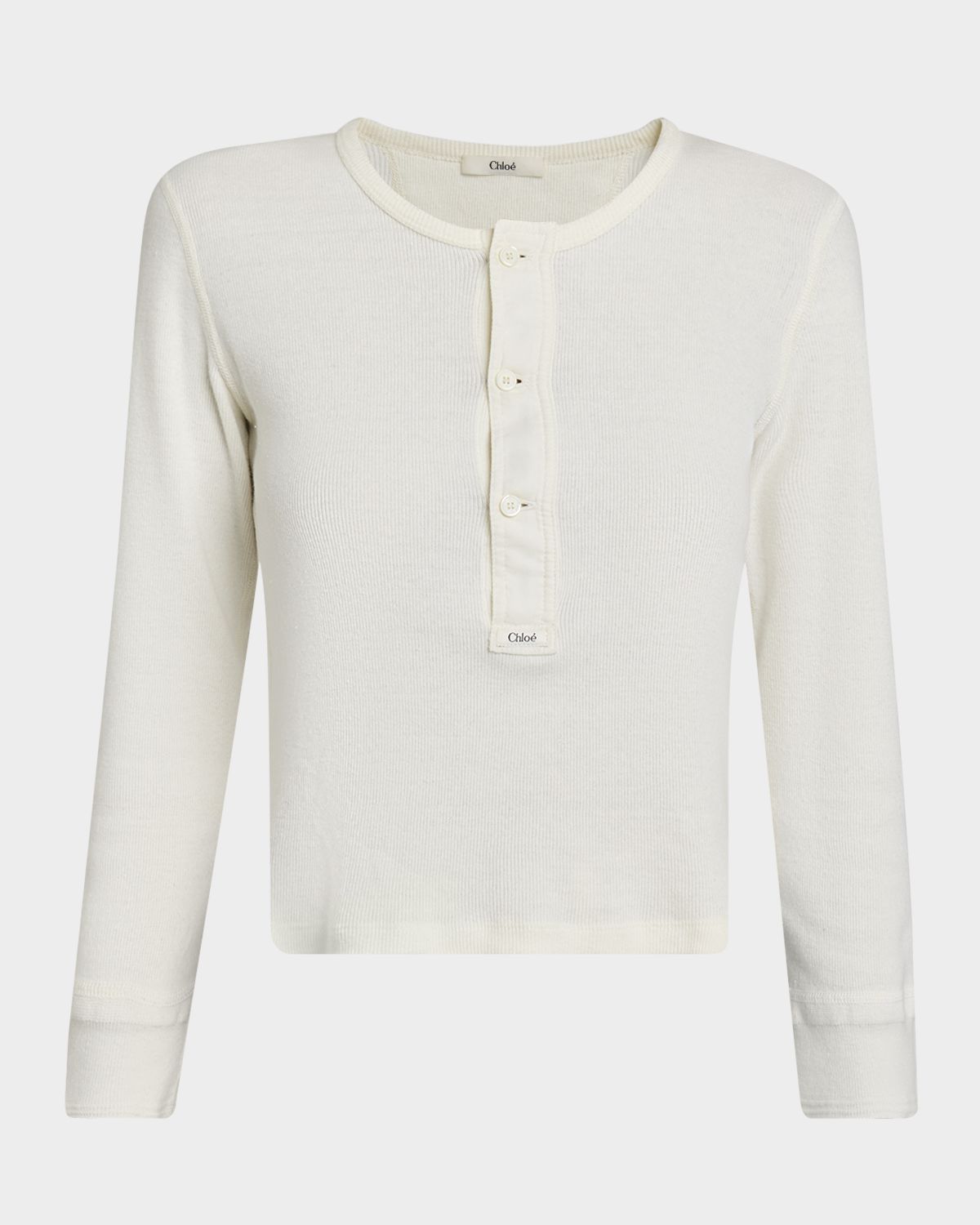 Chloe Long-Sleeve Rib Henley Top