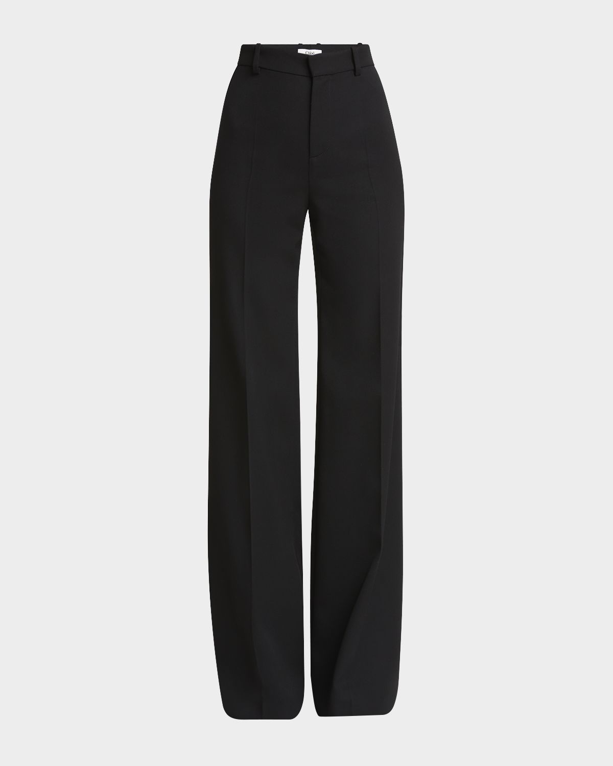 Chloe Wool Grain De Poudre Flare Trousers