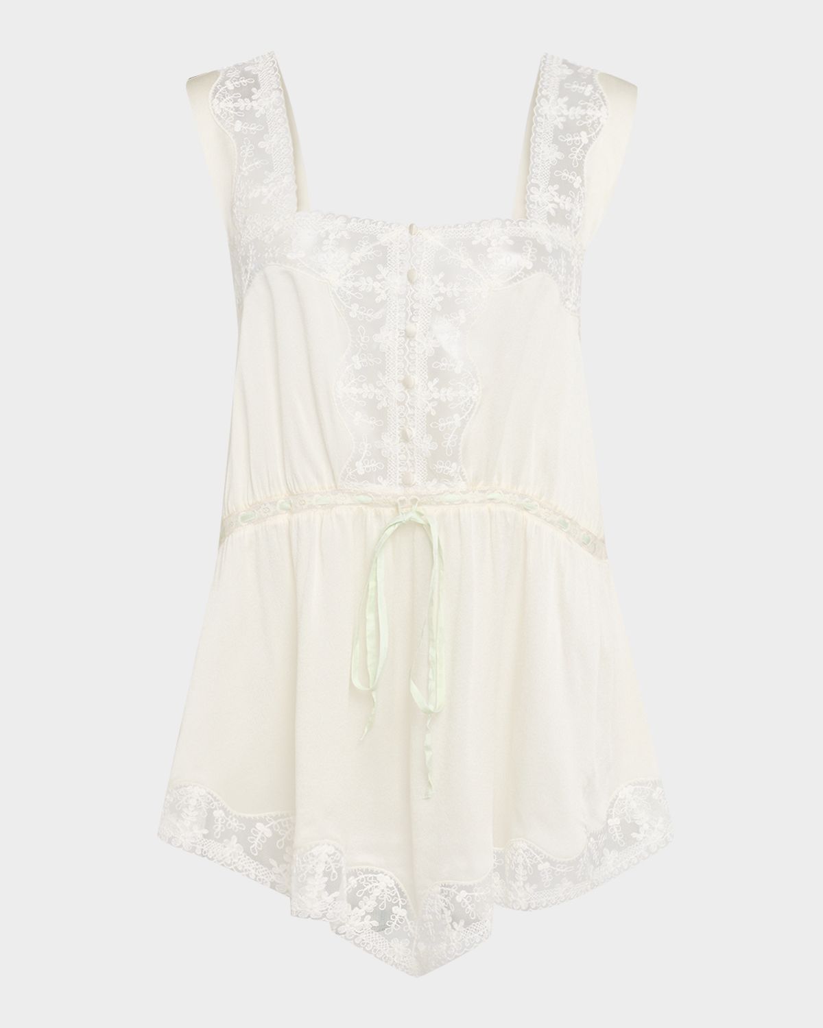 Chloe Lace-Trim Silk Sleeveless Top