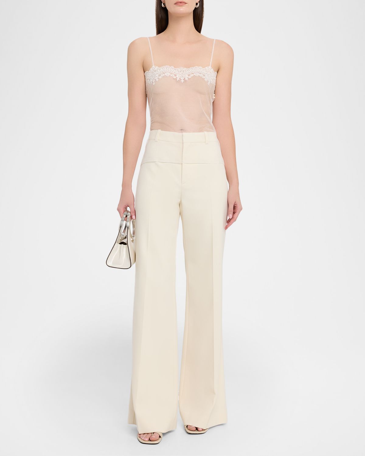 Chloe Fitted Lace Embroidered Tank Top