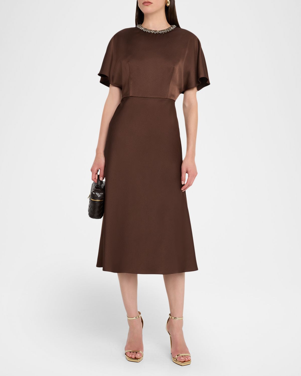 Aidan Mattox Crystal-Embellished Crepe Back Satin Midi Dress | Thumbnail 5