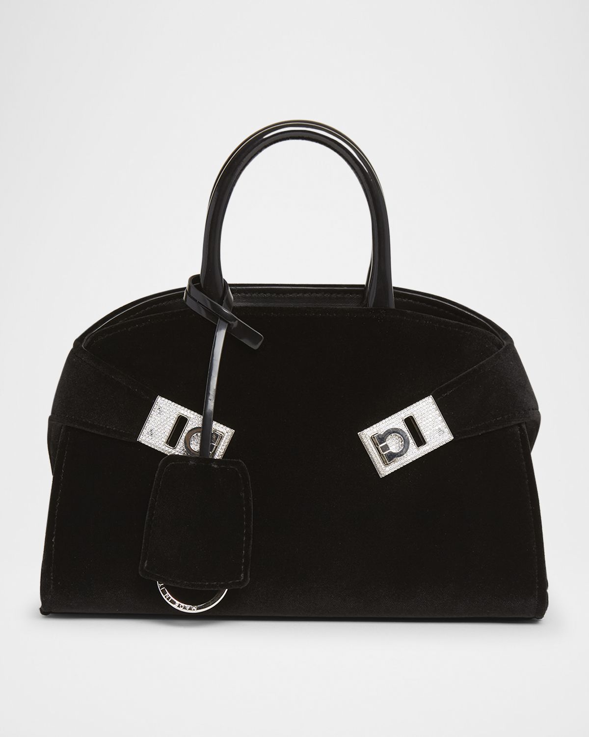 Ferragamo Hug Strass Velvet Top-Handle Bag