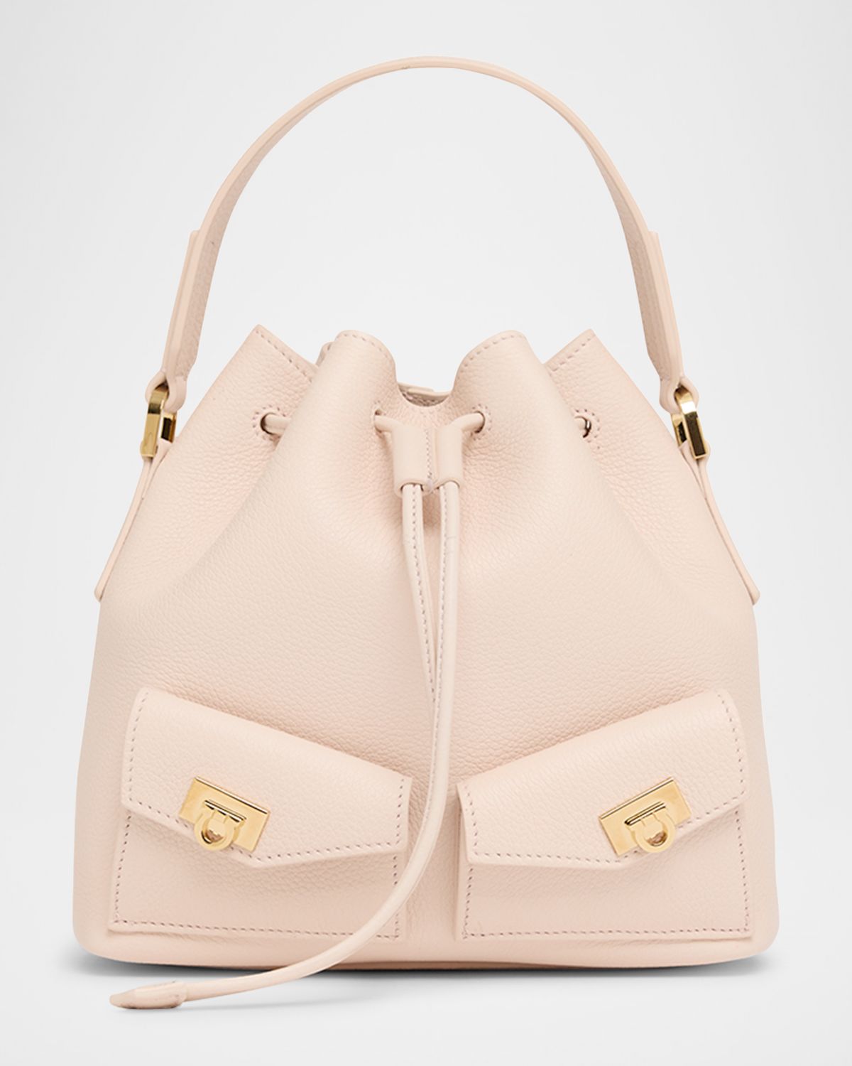 Ferragamo Harley Grainy Leather Bucket Bag