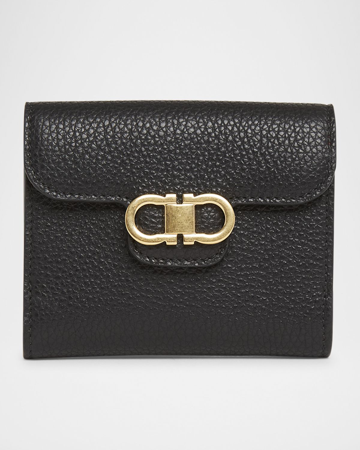 Ferragamo Double Gancio Grainy Leather Wallet