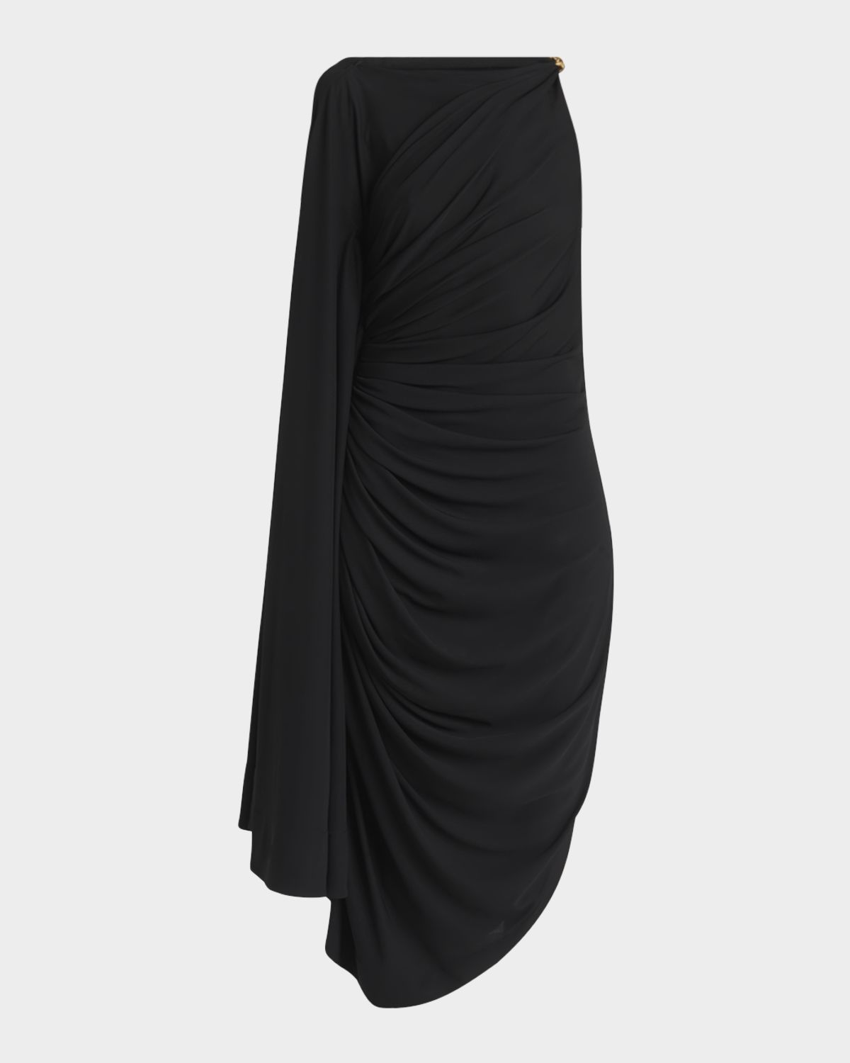 Bottega Veneta Frog Draped Matte Viscose Jersey Cape Dress