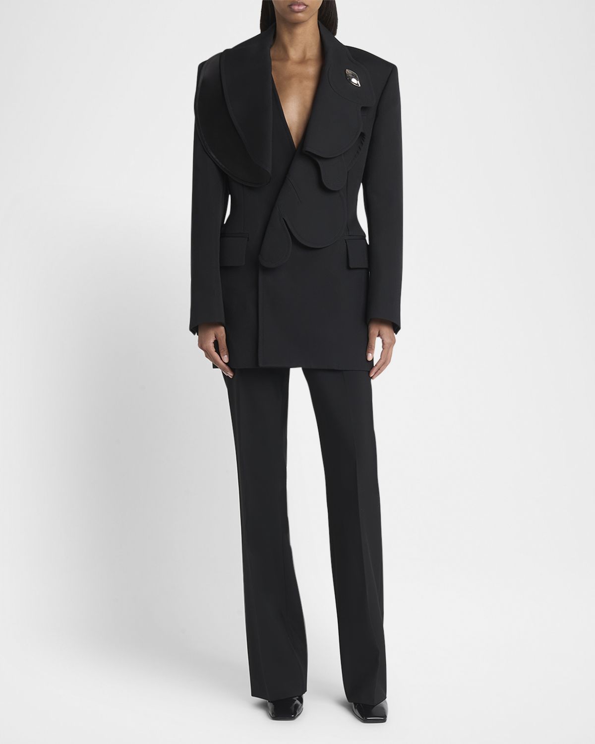 Bottega Veneta High-Rise Light Travel Wool Flare Trousers