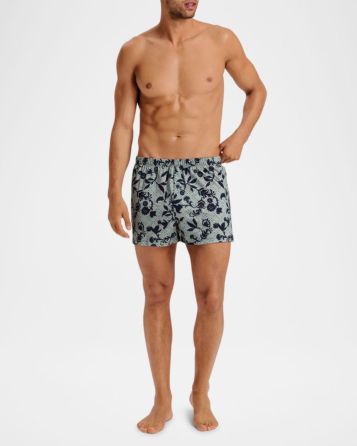 Hanro Men 's Cotton Sporty Damask Boxer Shorts