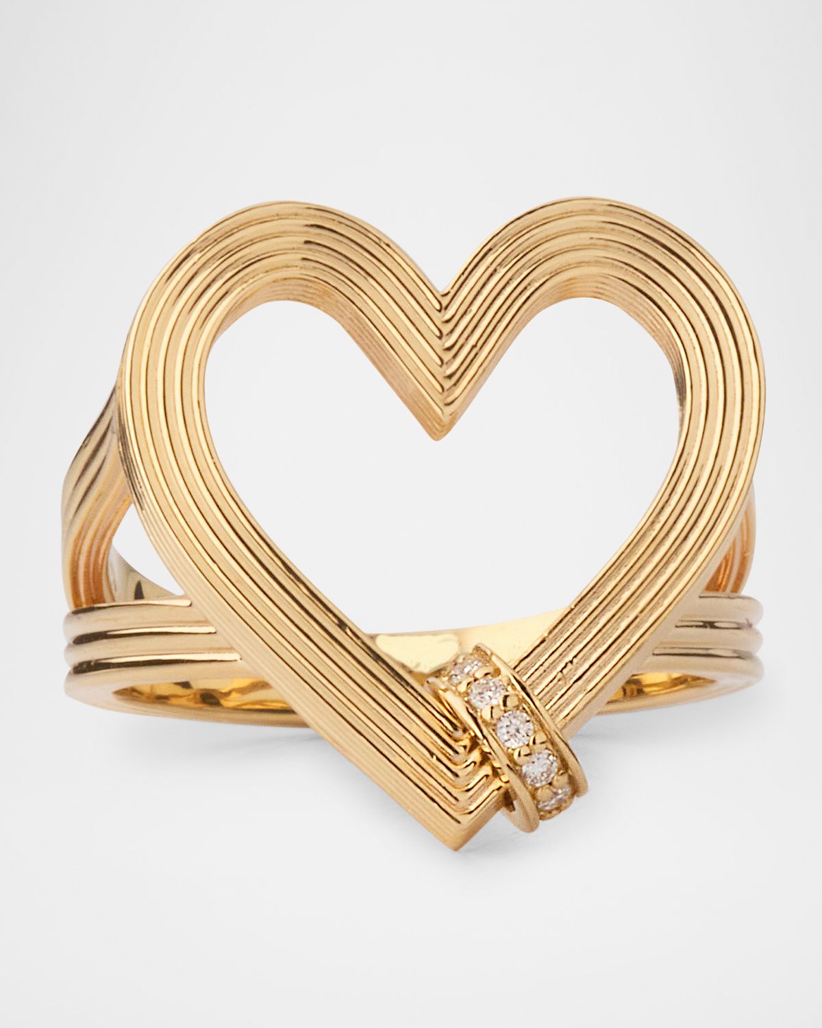 Sydney Evan Fluted Heart Diamond Rondelle Ring