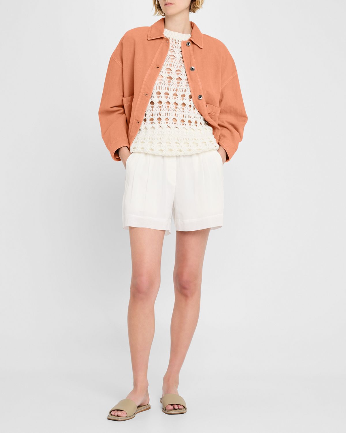 Brunello Cucinelli Openwork Knit Cotton Jute Top