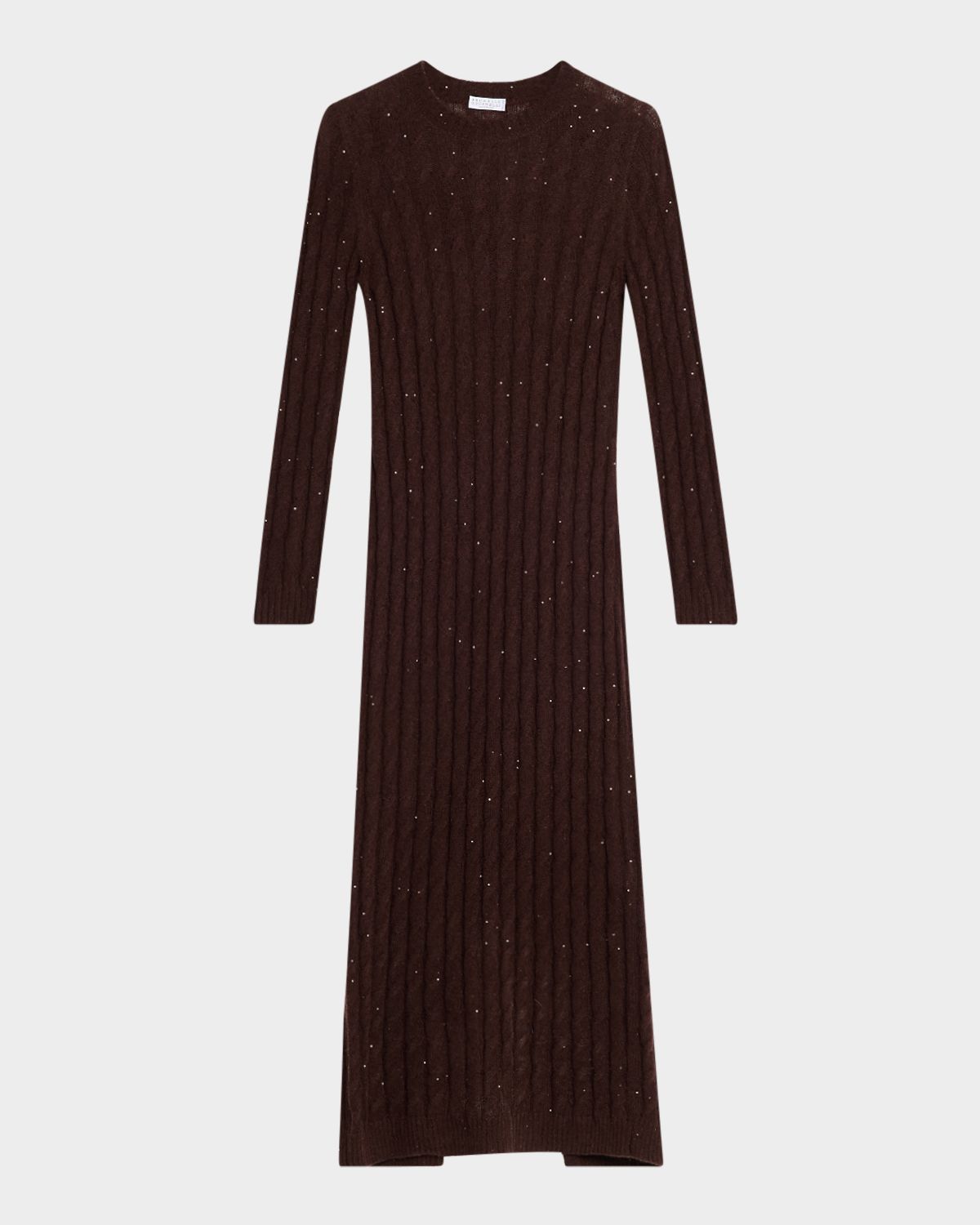 Brunello Cucinelli Mohair Pailette Cable Knit Maxi Sweater Dress
