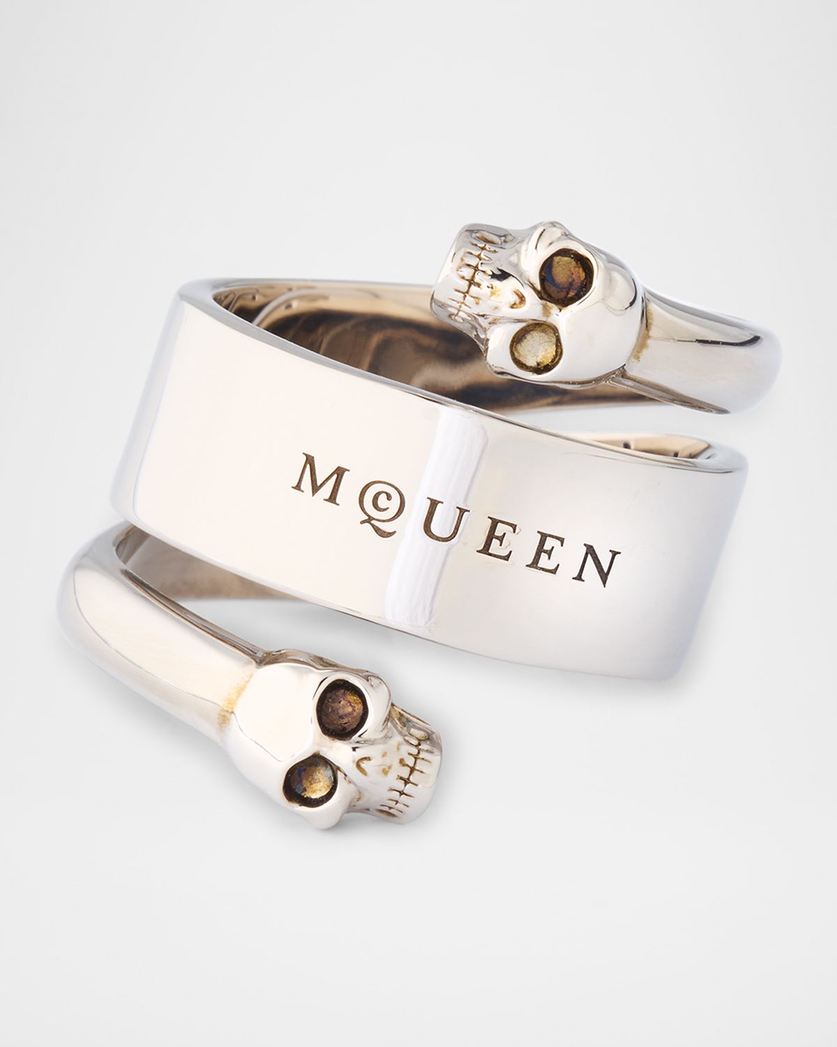 McQueen Men 's Twin Skull Logo Ring