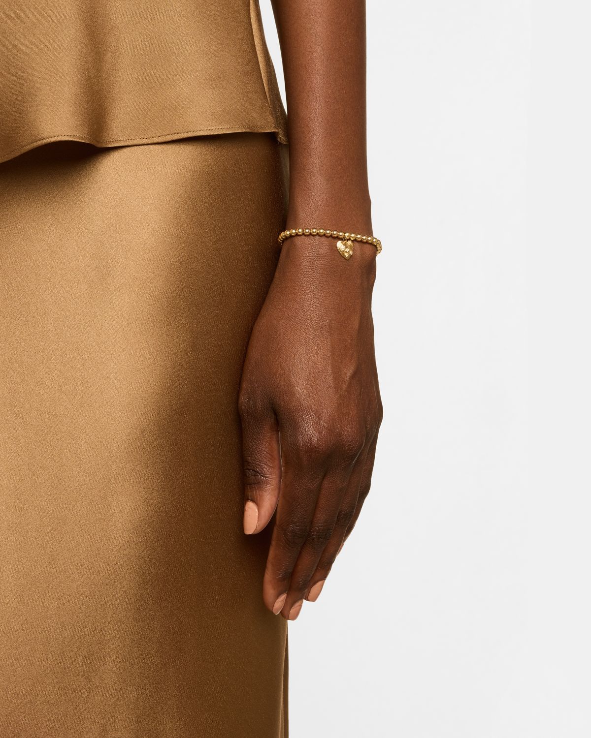 Sydney Evan 14K Yellow Gold Fluted Heart Charm Bracelet with Diamonds