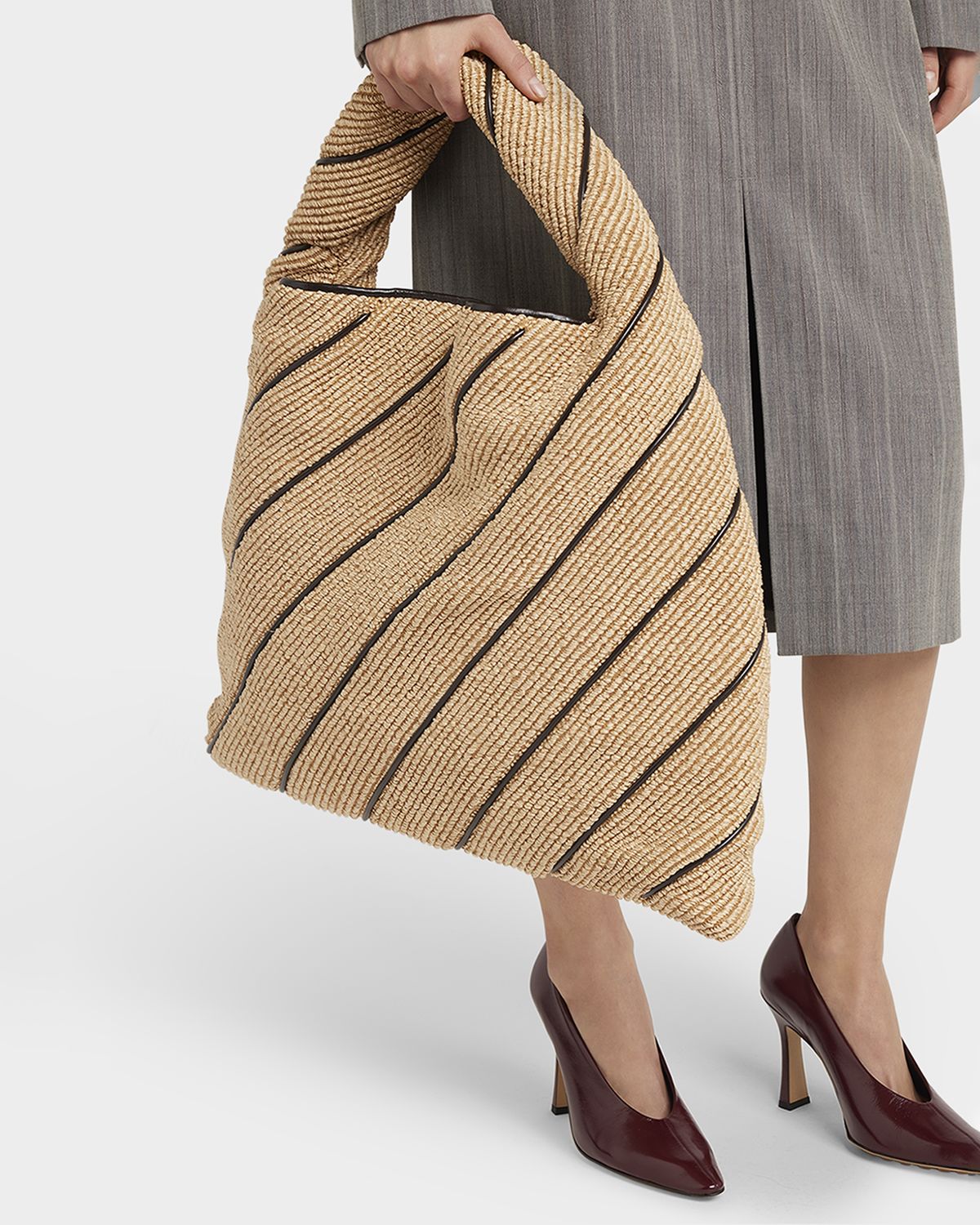 Bottega Veneta Hop Large Striped Shoulder Bag