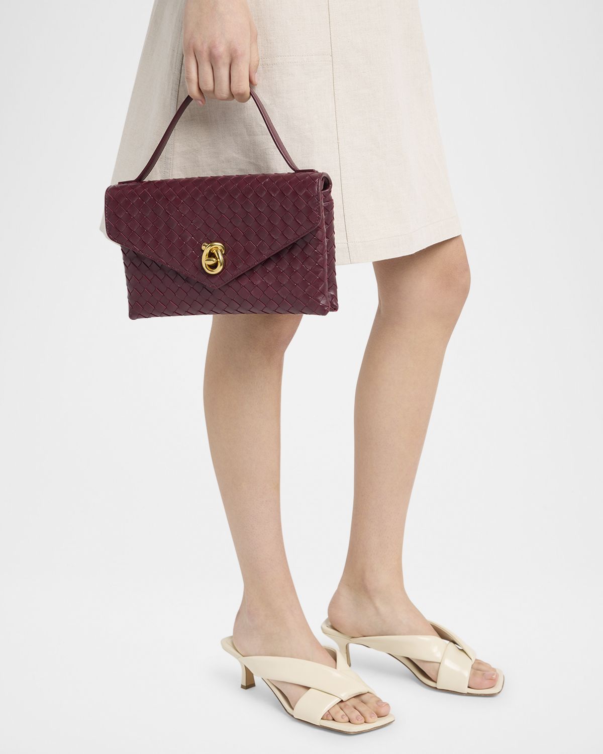 Bottega Veneta Knot Lock Leather Top-Handle Bag