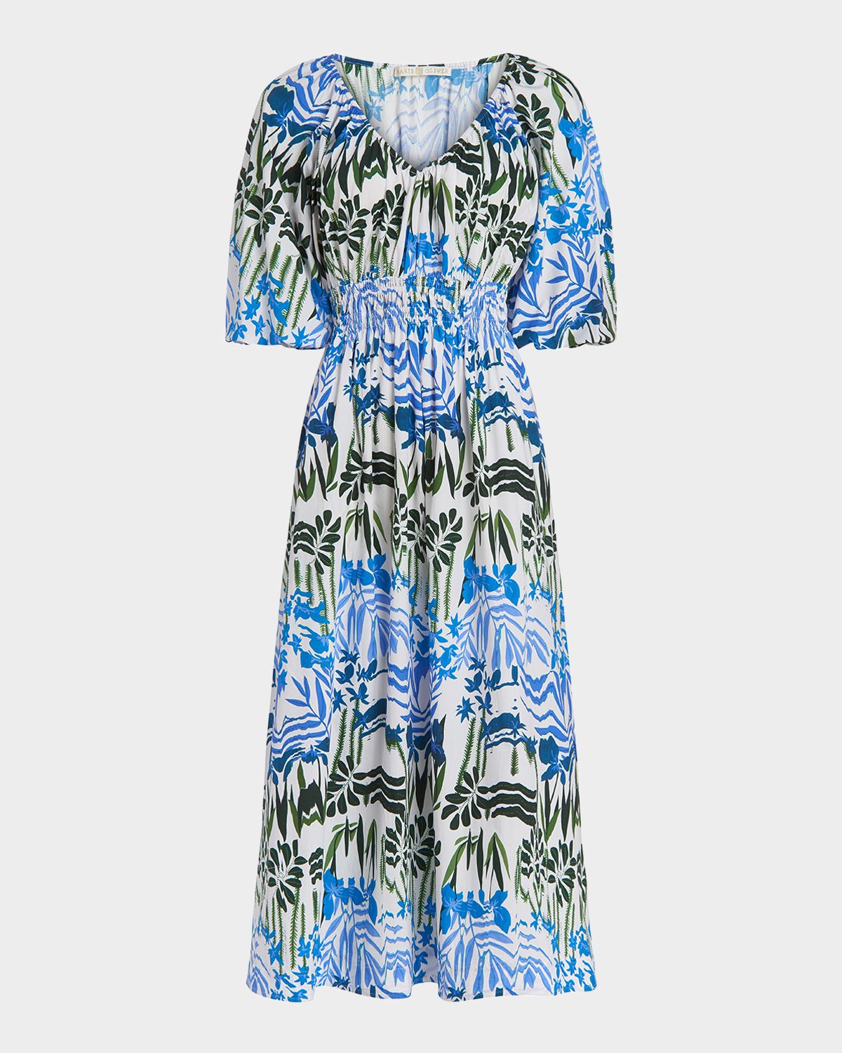 Marie Oliver Ava Pleated Off-Shoulder Cotton Midi Dress