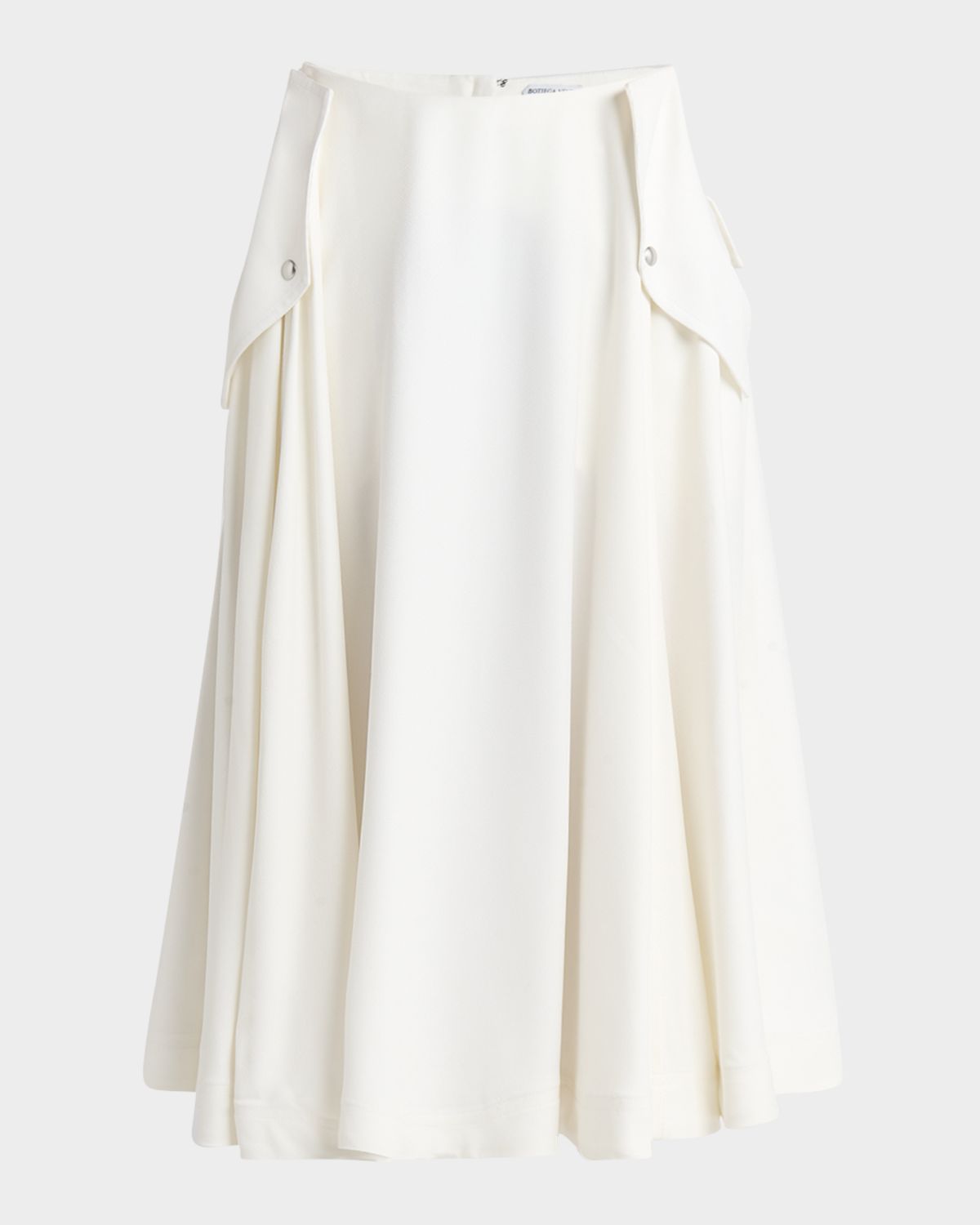 Bottega Veneta Pleated Fluid Viscose Twill Midi Skirt
