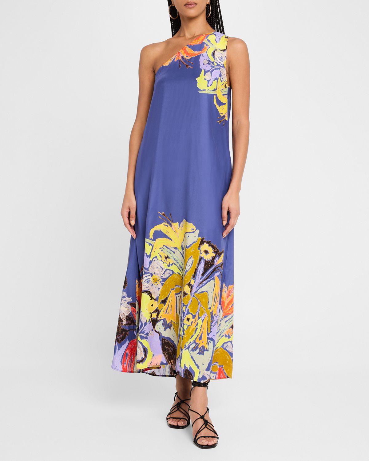 Marie Oliver Jae One-Shoulder Silk Maxi Dress
