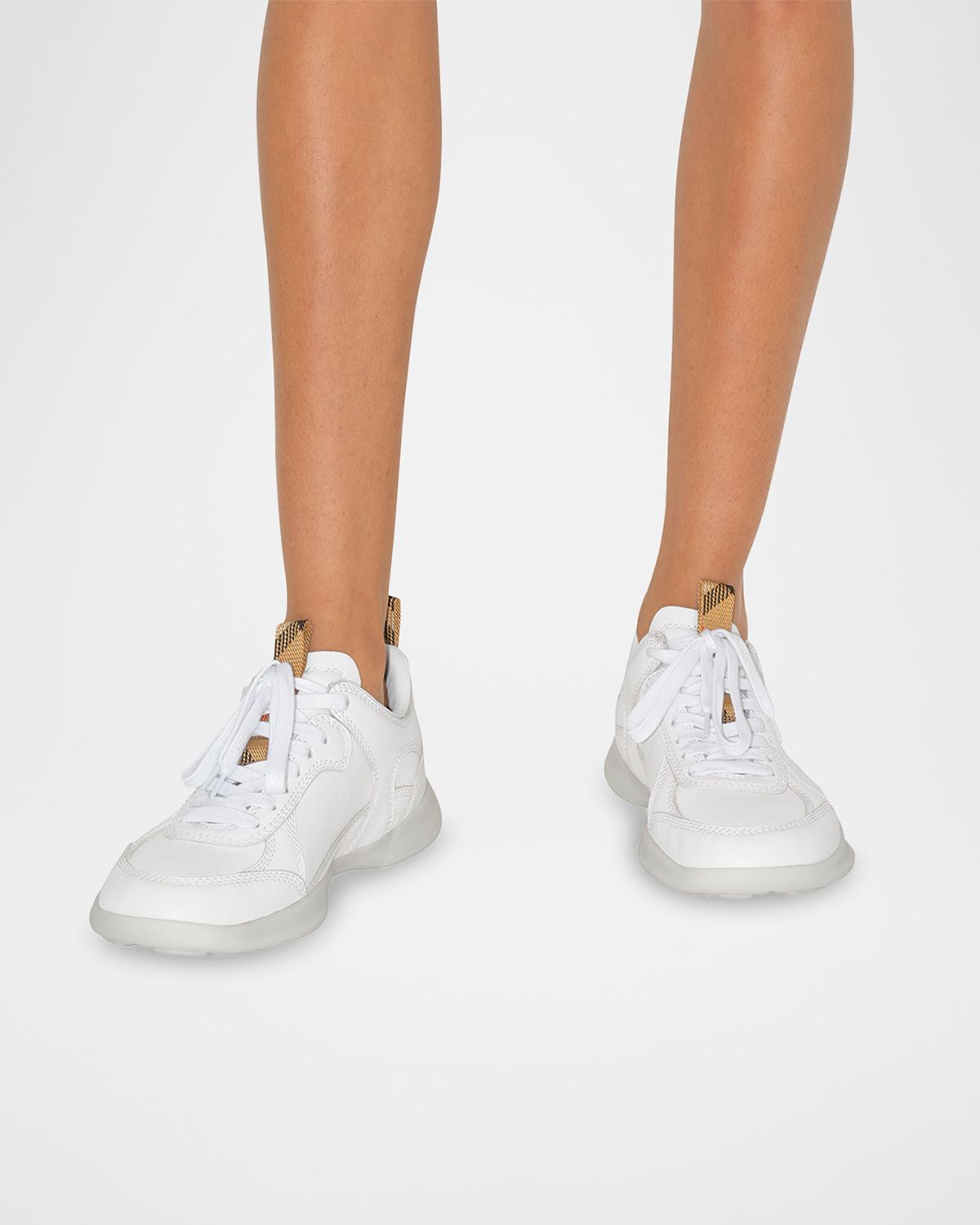 Burberry Blade Check Leather Trainer Sneakers