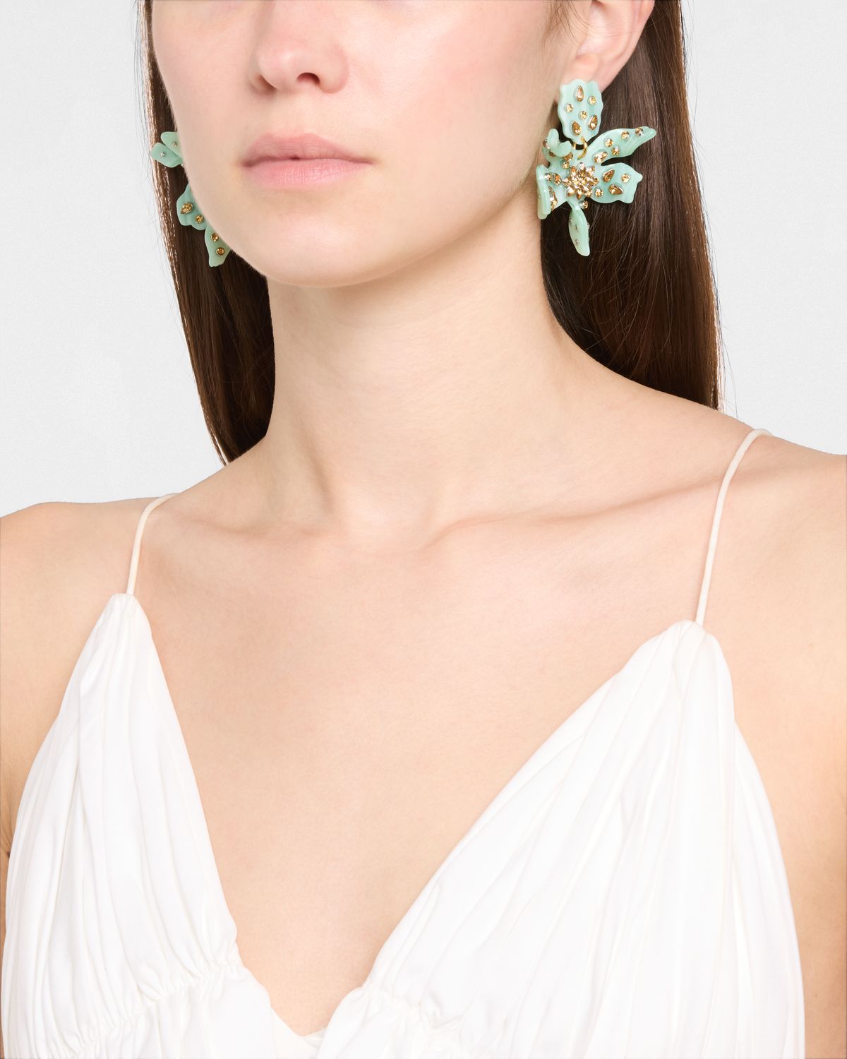 Lele Sadoughi Small Embellished Paper Lily Earrings