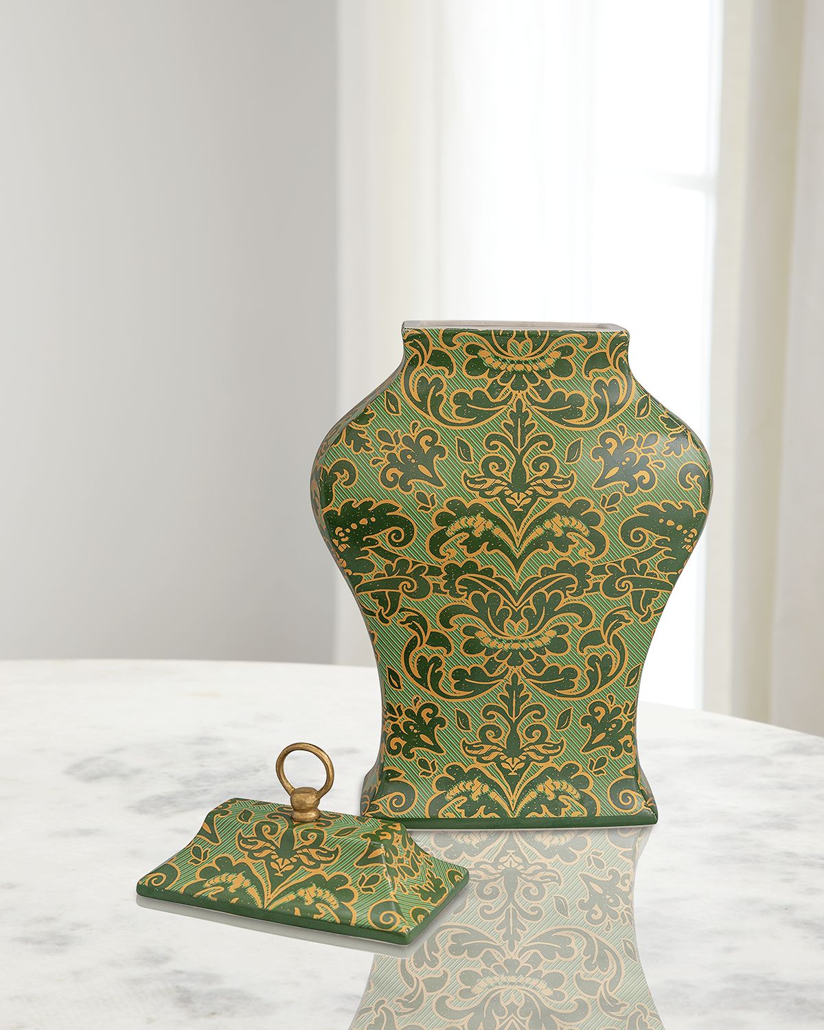 Port 68 Richmond Damask Green Jar
