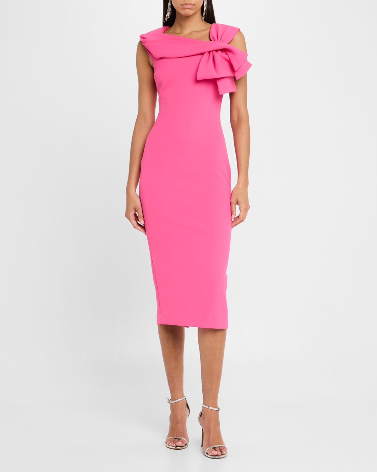 Badgley Mischka Bow-Front Midi Sheath Dress