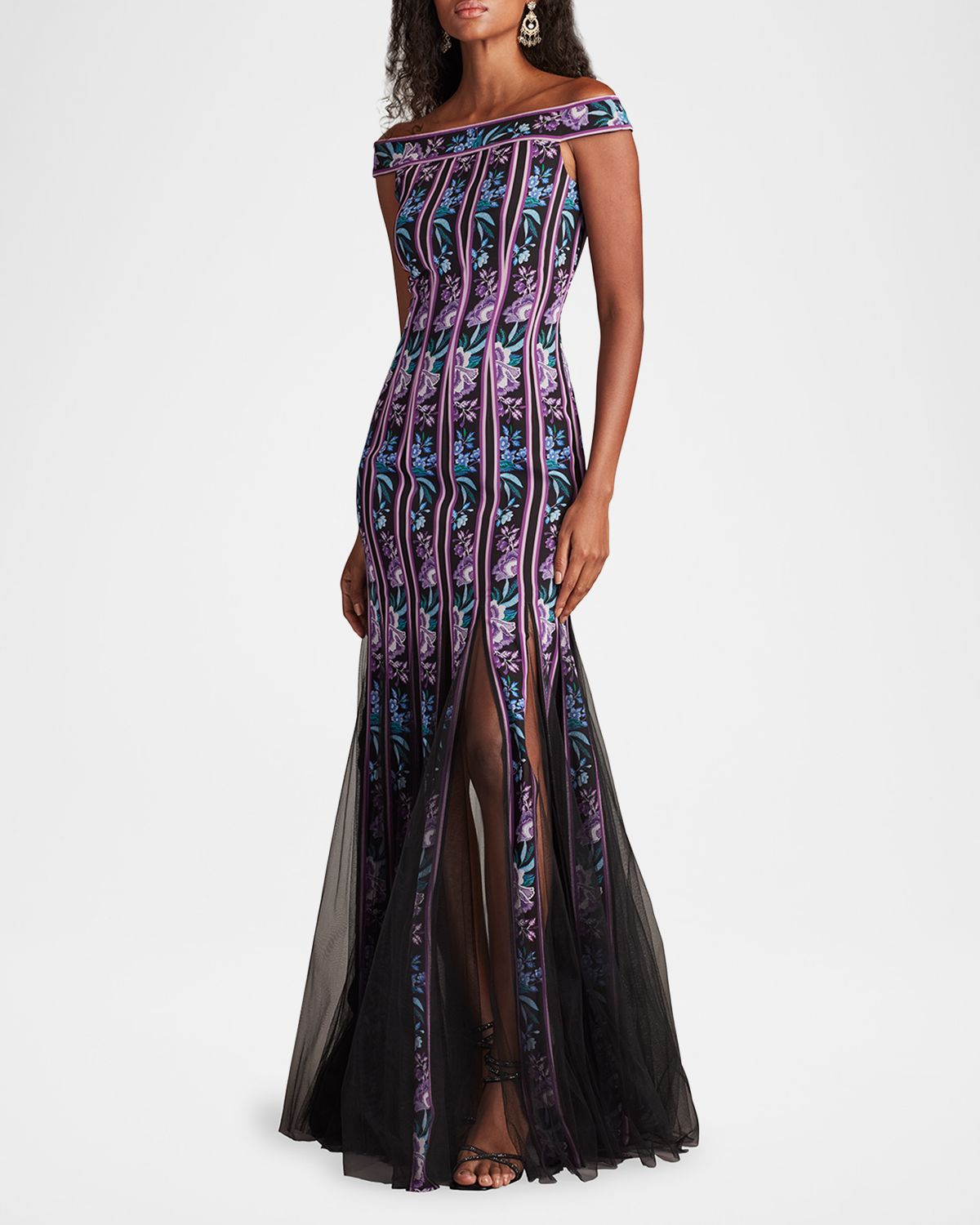Tadashi Shoji Off-Shoulder Godet Gown