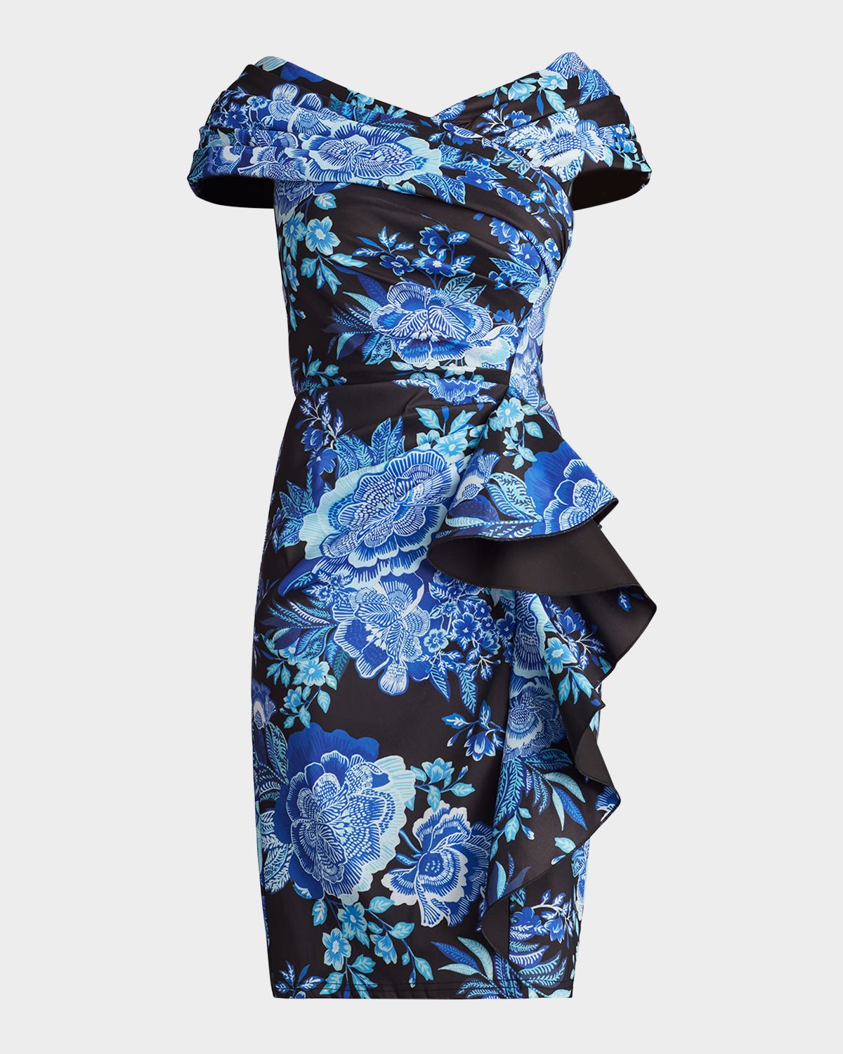 Tadashi Shoji Bodycon Floral-Print Ruffle Dress