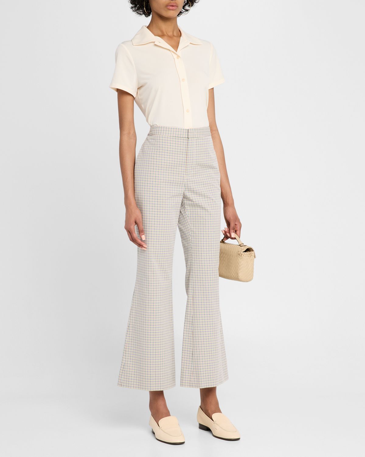 Vince Crop Flare Gardeners Check Pants