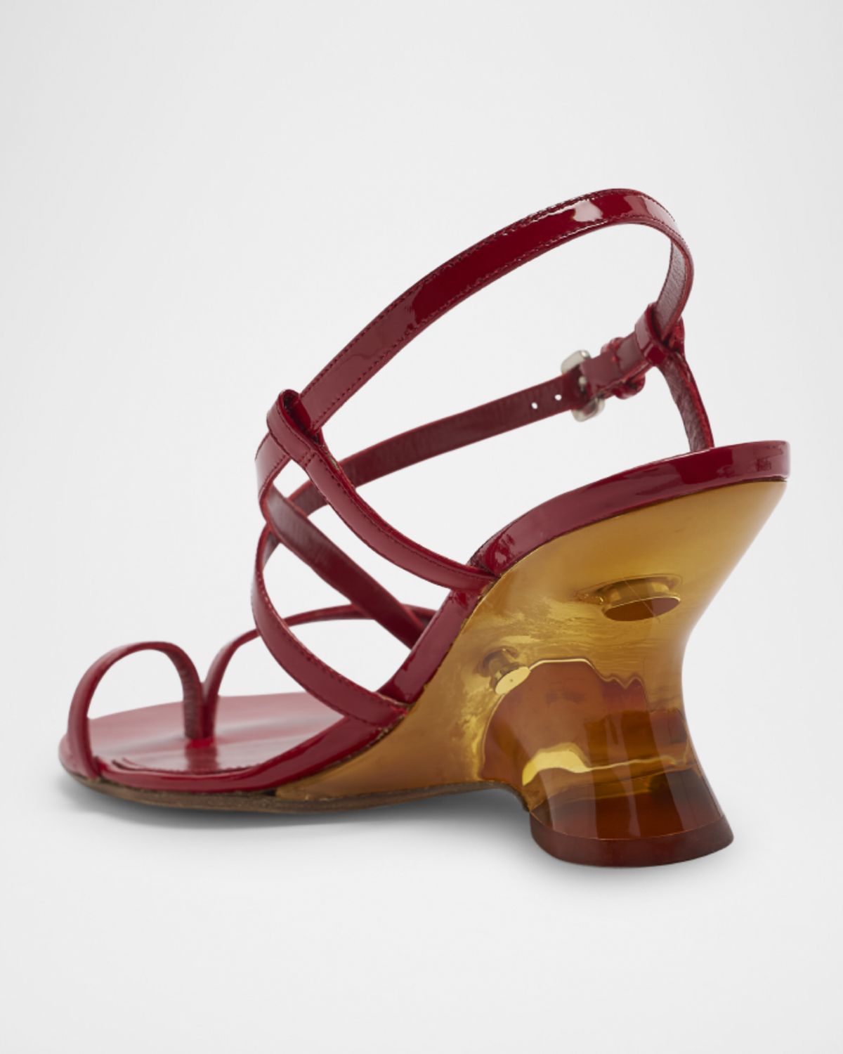 Dries Van Noten Strappy Patent Leather Wedge Sandals