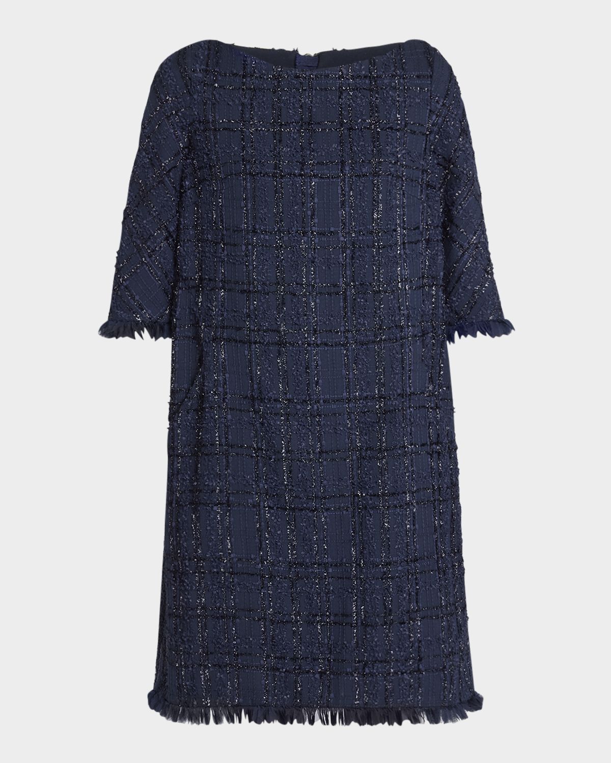 Talbot Runhof Linton Metallic Tweed Shift Dress