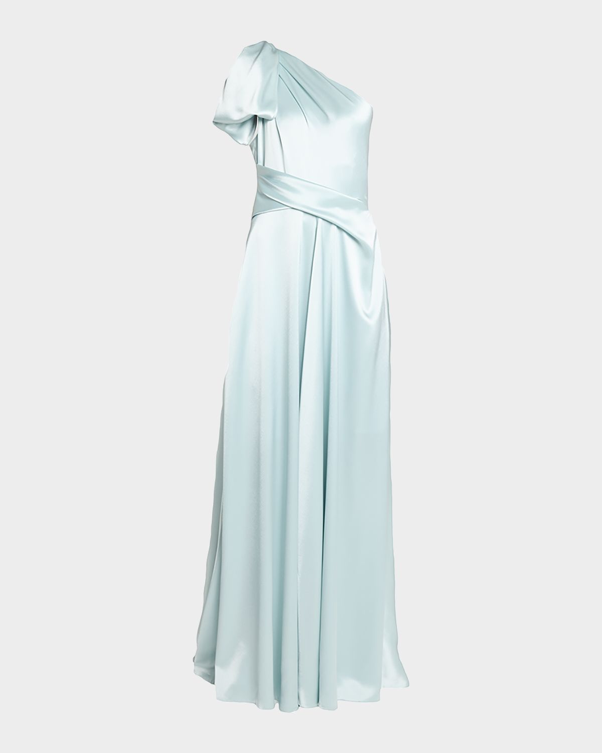 Talbot Runhof Bow One-Shoulder Crepe Satin Gown