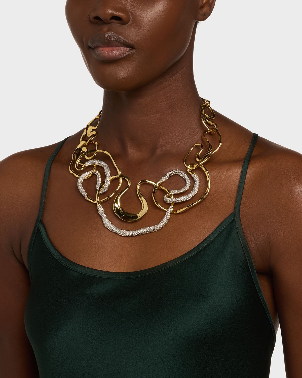 Alexis Bittar Solanes Gold Crystal Intertwined Necklace