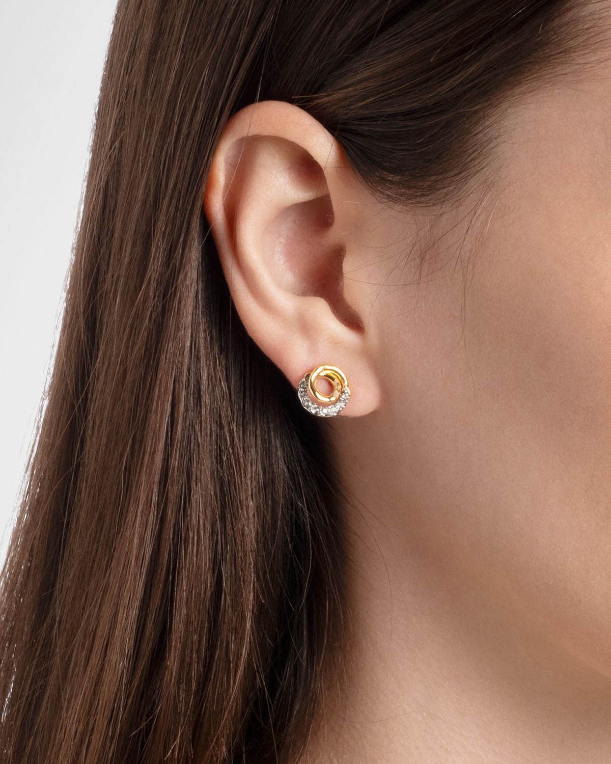 Alexis Bittar Solanales Gold Crystal Spiral Stud Earrings